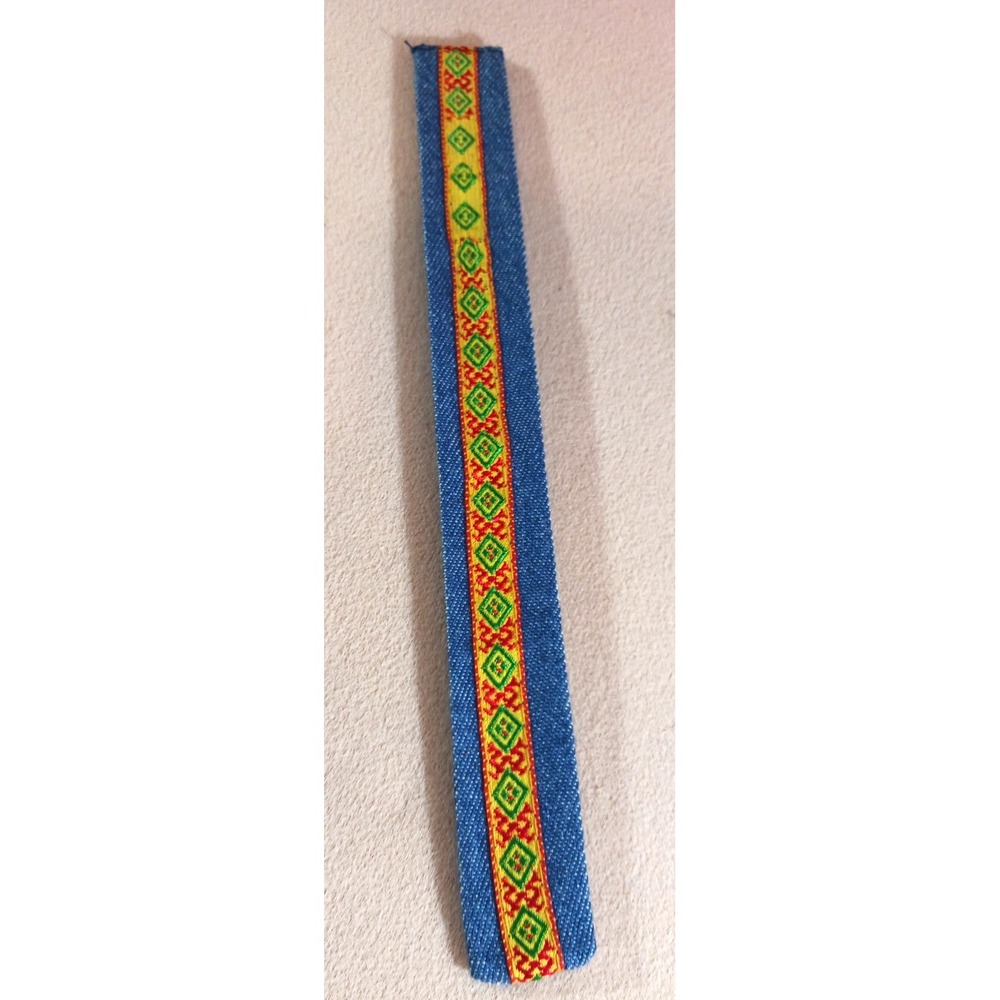 Vintage 1990s Slap Bracelet Denim Soft Cover Southwest Design Kids Jewelry Rare